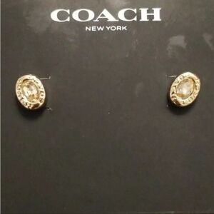 NWT Coach NY gold opal stud earrings